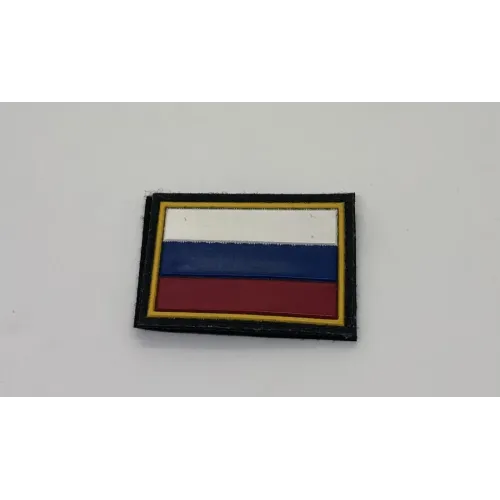 Шеврон пласт флаг РФ (40*60 мм) черный фон